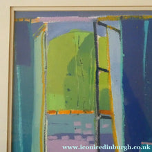 Load image into Gallery viewer, Claire Harrigan (RSW) Mediterranean View through a French Window. Acrylic and Oil Pastel: SIGNED
