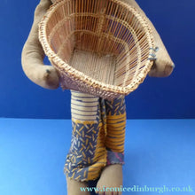 Load image into Gallery viewer, CLOTH DOLL. Vintage 1950s Native Lady Doll. Hand Made Lady Carrying a Wicker Basket and with Baby on her Back
