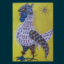 Load image into Gallery viewer, Large JEAN LURCAT. Le Coq-Pecheur. 1955 Lithographic Print on Panel. Published by Stedelijk Museum, Amsterdam. Excellent Condition
