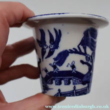 Load image into Gallery viewer, RARE 1920s ROYAL DOULTON Miniature Meat Pot. Flow Blue with Traditional Willow Pattern - British Ceramics
