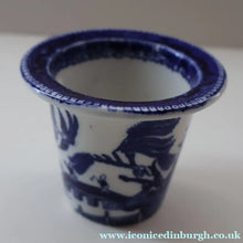 Load image into Gallery viewer, RARE 1920s ROYAL DOULTON Miniature Meat Pot. Flow Blue with Traditional Willow Pattern - British Ceramics

