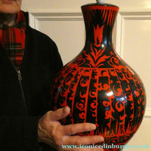 Load image into Gallery viewer, LARGE Vintage Italian Ceramic Table Lamp. Designed by Alvino BAGNI. Glossy Red and Black Finish
