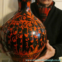 Load image into Gallery viewer, LARGE Vintage Italian Ceramic Table Lamp. Designed by Alvino BAGNI. Glossy Red and Black Finish
