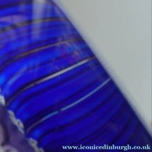 Load image into Gallery viewer, Scottish Paperweight by Peter McDougall Glass Studio. With Studio Cane on the Base with lilac lampwork flower 
