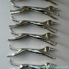 Load image into Gallery viewer, Collectable Vintage Set of SIX Silver Plate Knife Rests in the form of Running Dogs
