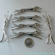 Load image into Gallery viewer, Collectable Vintage Set of SIX Silver Plate Knife Rests in the form of Running Dogs
