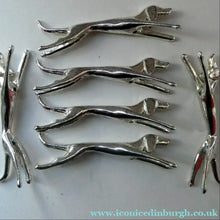 Load image into Gallery viewer, Collectable Vintage Set of SIX Silver Plate Knife Rests in the form of Running Dogs
