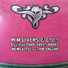 Load image into Gallery viewer, Rare Early 20th Century Art Nouveau Large Toffee Tin - College Boy Assortment by W M Livens &amp; Co Ltd (Newcastle)
