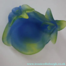 Load image into Gallery viewer, Contemporary DAUM Pate de Verre "Mini Coupelle Orchidee" Dish. BLUE. Boxed
