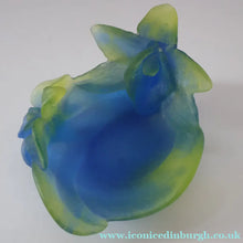 Load image into Gallery viewer, Contemporary DAUM Pate de Verre "Mini Coupelle Orchidee" Dish. BLUE. Boxed

