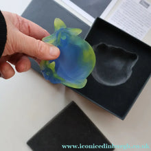 Load image into Gallery viewer, Contemporary DAUM Pate de Verre "Mini Coupelle Orchidee" Dish. BLUE. Boxed
