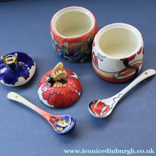 Load image into Gallery viewer, Contemporary. Decorative PAIR of Old Tupton Ware Honey Pots with Spoons
