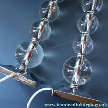 Load image into Gallery viewer, Contemporary Design. Top Quality HEATHFIELD &amp; Co PAIR of Tall Table Lamps with Columns of Cystal Balls &amp; Chrome Base
