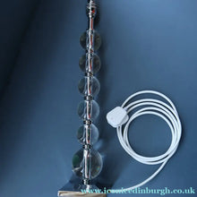 Load image into Gallery viewer, Contemporary Design. Top Quality HEATHFIELD &amp; Co PAIR of Tall Table Lamps with Columns of Cystal Balls &amp; Chrome Base
