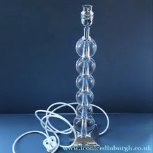 Load image into Gallery viewer, Contemporary Design. Top Quality HEATHFIELD &amp; Co PAIR of Tall Table Lamps with Columns of Cystal Balls &amp; Chrome Base
