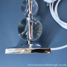 Load image into Gallery viewer, Contemporary Design. Top Quality HEATHFIELD &amp; Co PAIR of Tall Table Lamps with Columns of Cystal Balls &amp; Chrome Base
