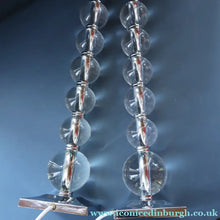Load image into Gallery viewer, Contemporary Design. Top Quality HEATHFIELD &amp; Co PAIR of Tall Table Lamps with Columns of Cystal Balls &amp; Chrome Base
