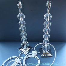 Load image into Gallery viewer, Contemporary Design. Top Quality HEATHFIELD &amp; Co PAIR of Tall Table Lamps with Columns of Cystal Balls &amp; Chrome Base
