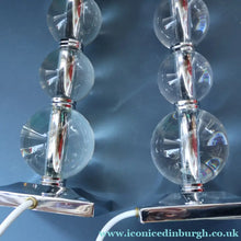 Load image into Gallery viewer, Contemporary Design. Top Quality HEATHFIELD &amp; Co PAIR of Tall Table Lamps with Columns of Cystal Balls &amp; Chrome Base
