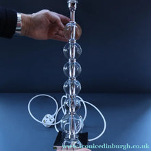 Load image into Gallery viewer, Contemporary Design. Top Quality HEATHFIELD &amp; Co PAIR of Tall Table Lamps with Columns of Cystal Balls &amp; Chrome Base
