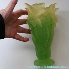 Load image into Gallery viewer, LARGE Contemporary DAUM Pate de Verre ORCHID Vase.  8 1/4 inches in height (Boxed)
