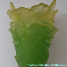 Load image into Gallery viewer, LARGE Contemporary DAUM Pate de Verre ORCHID Vase.  8 1/4 inches in height (Boxed)
