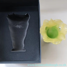 Load image into Gallery viewer, LARGE Contemporary DAUM Pate de Verre ORCHID Vase.  8 1/4 inches in height (Boxed)
