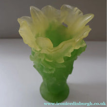 Load image into Gallery viewer, LARGE Contemporary DAUM Pate de Verre ORCHID Vase.  8 1/4 inches in height (Boxed)
