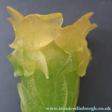 Load image into Gallery viewer, LARGE Contemporary DAUM Pate de Verre ORCHID Vase.  8 1/4 inches in height (Boxed)
