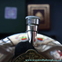 Load image into Gallery viewer, Contemporary Scottish Collectables. "Dimple" Round Hip Flask &amp; Pewter Rennie Mackintosh Quaich. Both Boxed
