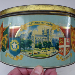 HUGE Vintage 1930s Co-op Commemorative CORONATION  Biscuit Tin for George VI and Queen Elizabeth