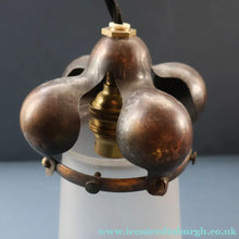 Load image into Gallery viewer, Small SINGLE Copperised ART NOUVEAU Pendant Light with Frosted Glass Shade

