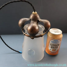 Load image into Gallery viewer, Small SINGLE Copperised ART NOUVEAU Pendant Light with Frosted Glass Shade


