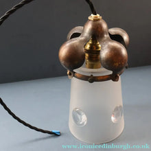 Load image into Gallery viewer, Small SINGLE Copperised ART NOUVEAU Pendant Light with Frosted Glass Shade

