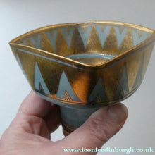 Load image into Gallery viewer, Cornish Studio Pottery. Miniature Gold Lustre PORCELAIN Footed Bowl by Mary Rich (1940 - 2022). SIGNED
