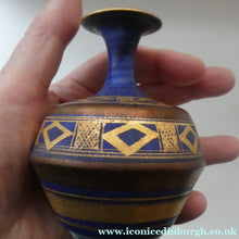 Load image into Gallery viewer, Cornish Studio Pottery. Miniature Gold Lustre PORCELAIN Vase by Mary Rich (1940 - 2022)
