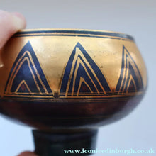Load image into Gallery viewer, Cornish Studio Pottery. Small Black and Gold Lustre PORCELAIN Footed Bowl by Mary Rich (1940 - 2022)
