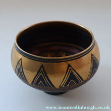 Load image into Gallery viewer, Cornish Studio Pottery. Small Black and Gold Lustre PORCELAIN Footed Bowl by Mary Rich (1940 - 2022) - British Ceramics
