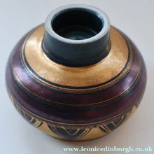 Load image into Gallery viewer, Cornish Studio Pottery. Small Black and Gold Lustre PORCELAIN Footed Bowl by Mary Rich (1940 - 2022)
