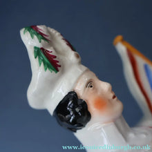 Load image into Gallery viewer, CRIMEAN WAR Interest. 1850s Antique Staffordshire Figurine of a Scottish Soldier with Raised Flag. SCOTLAND'S PRIDE
