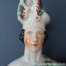 Load image into Gallery viewer, CRIMEAN WAR Interest. 1850s Antique Staffordshire Figurine of a Scottish Soldier with Raised Flag. SCOTLAND'S PRIDE
