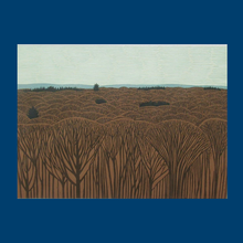 Load image into Gallery viewer, SCOTTISH ART. Colour Linocut by Robert Crozier Entitled Conifers and Other Trees. Small Edition of 8 Impressions
