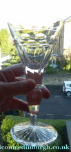 Load image into Gallery viewer, CUMBRIA CRYSTAL. Pair of Top Quality Tall Glass Wine Goblets: Downton Abbey Style. 7 inches in height - VINTAGE CRYSTAL
