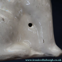 Load image into Gallery viewer, Cute Little Pair of Antique Staffordshire Pottery Mantle Cats with Blue Bows; c 1900
