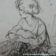 Load image into Gallery viewer, Cute Original Etching by EILEEN ALICE SOPER (1905 - 1990). Bedtime. Published 1922. Signed in Pencil
