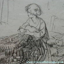 Load image into Gallery viewer, Cute Original Etching by EILEEN ALICE SOPER (1905 - 1990). Bedtime. Published 1922. Signed in Pencil
