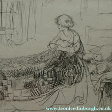Load image into Gallery viewer, Cute Original Etching by EILEEN ALICE SOPER (1905 - 1990). Bedtime. Published 1922. Signed in Pencil
