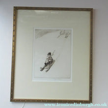 Load image into Gallery viewer, 1920s Original Eileen Soper Etching Tobogganing Pencil Signed
