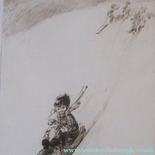Load image into Gallery viewer, 1920s Original Eileen Soper Etching Tobogganing Pencil Signed
