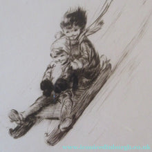 Load image into Gallery viewer, 1920s Original Eileen Soper Etching Tobogganing Pencil Signed
